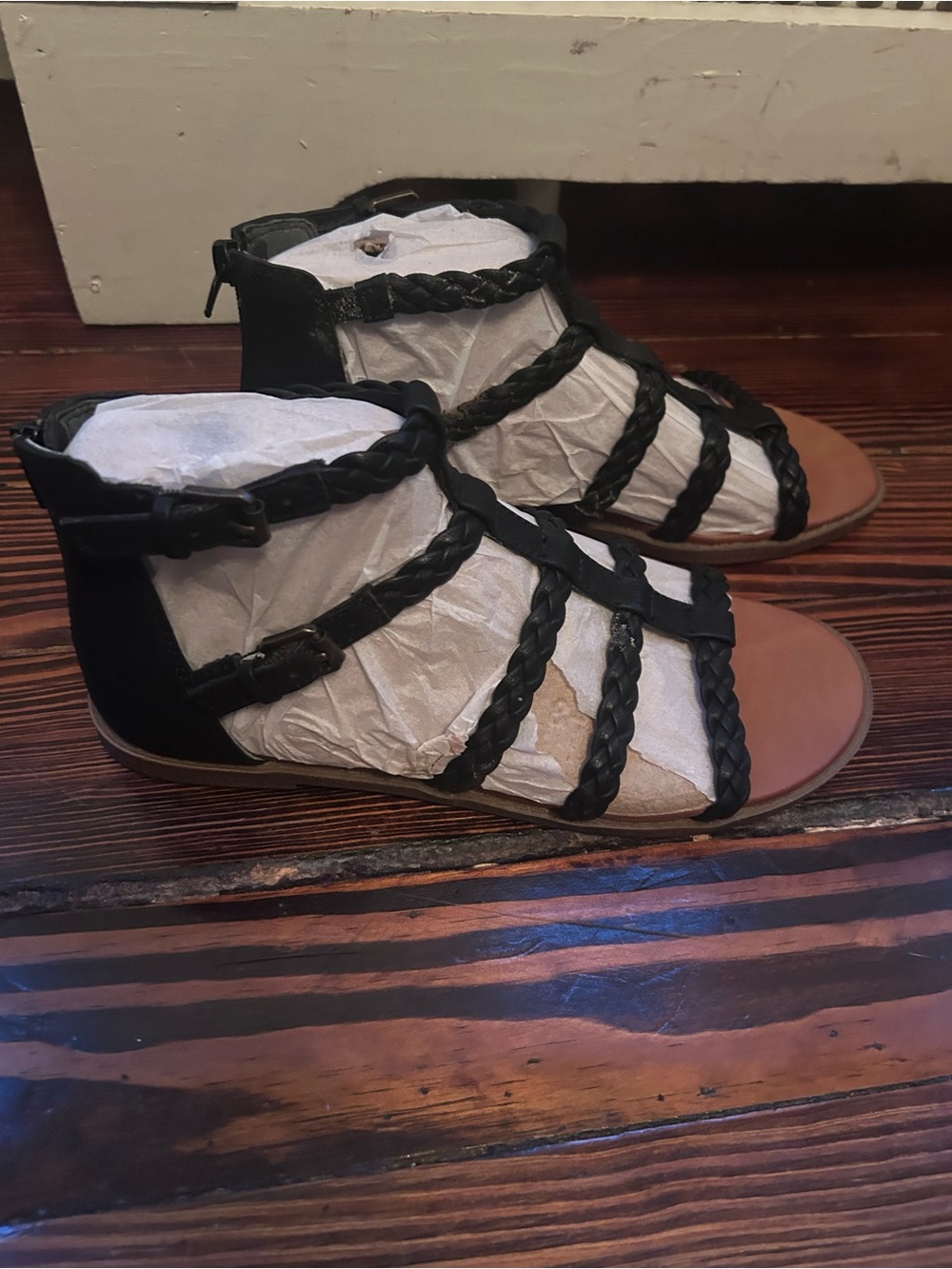 Zodiac Black Braided Gladiator Sandals